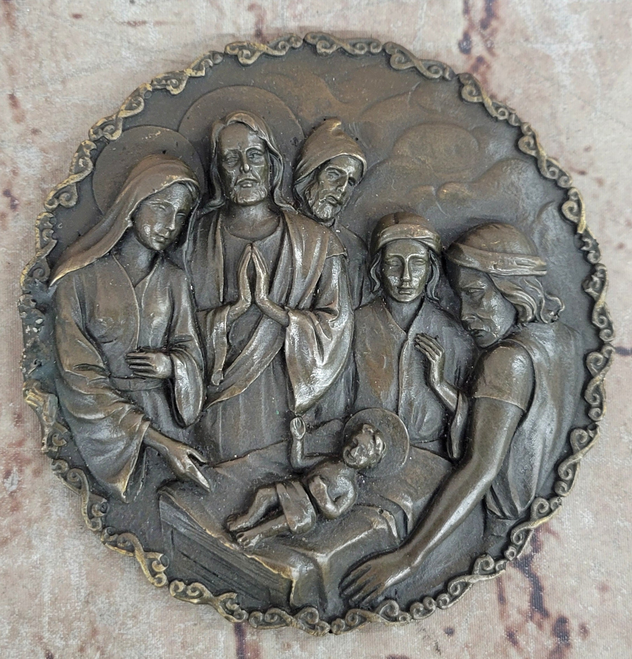 Bronze Nativity Scene Wall Plaque - Jesus Christ Art