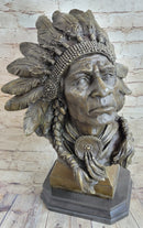Carl Kauba Large American Warrior Bust Bronze Sculpture