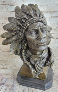 Carl Kauba Large American Warrior Bust Bronze Sculpture
