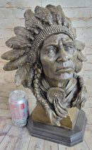 Carl Kauba Large American Warrior Bust Bronze Sculpture