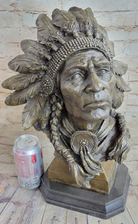 Carl Kauba Large American Warrior Bust Bronze Sculpture