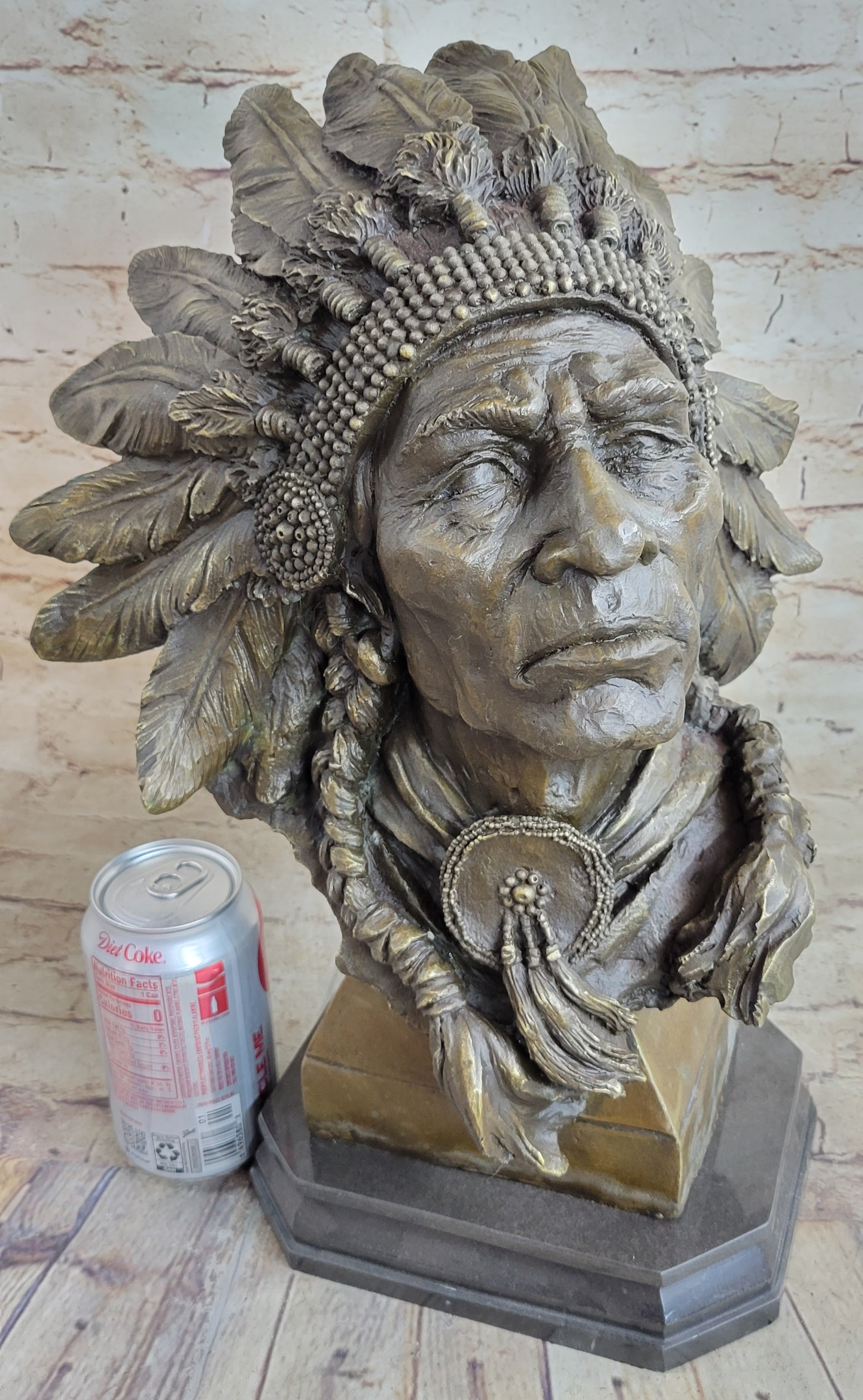 Carl Kauba Large American Warrior Bust Bronze Sculpture