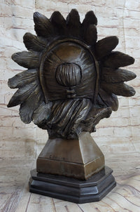 Carl Kauba Large American Warrior Bust Bronze Sculpture