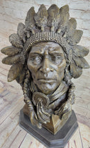 Carl Kauba Large American Warrior Bust Bronze Sculpture