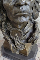 Carl Kauba Large American Warrior Bust Bronze Sculpture