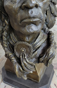 Carl Kauba Large American Warrior Bust Bronze Sculpture