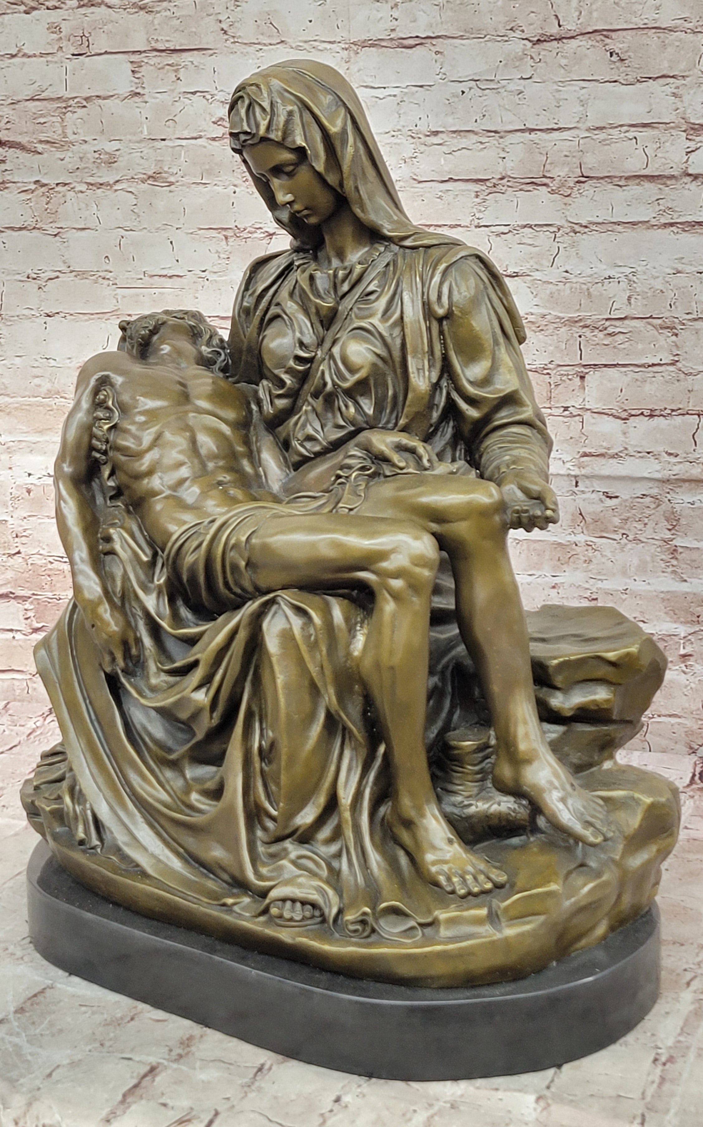 Extra Large Pieta Genuine Bronze Signed Valli Hand Made Classic Figurine