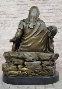 Extra Large Pieta Genuine Bronze Signed Valli Hand Made Classic Figurine