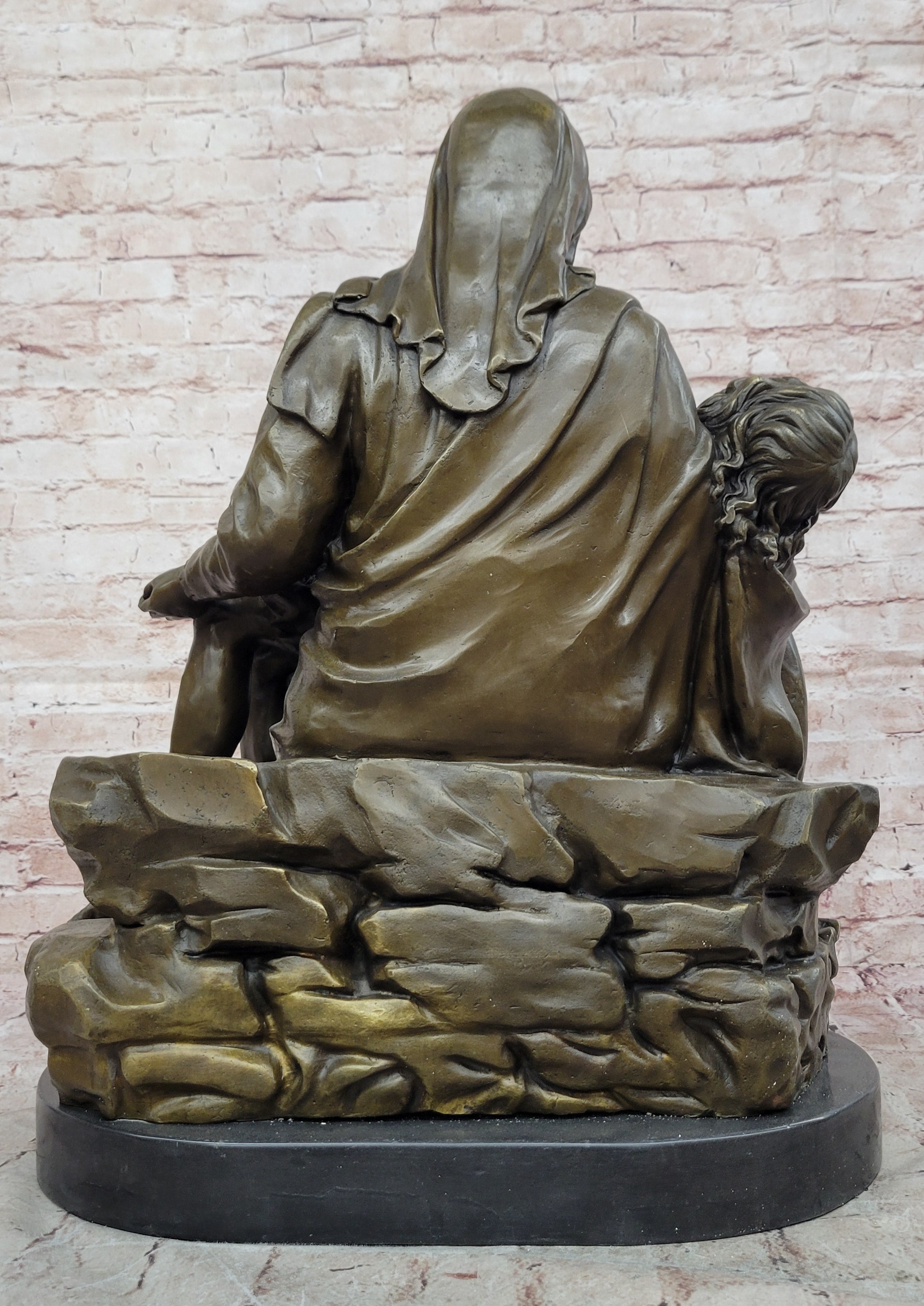 Extra Large Pieta Genuine Bronze Signed Valli Hand Made Classic Figurine