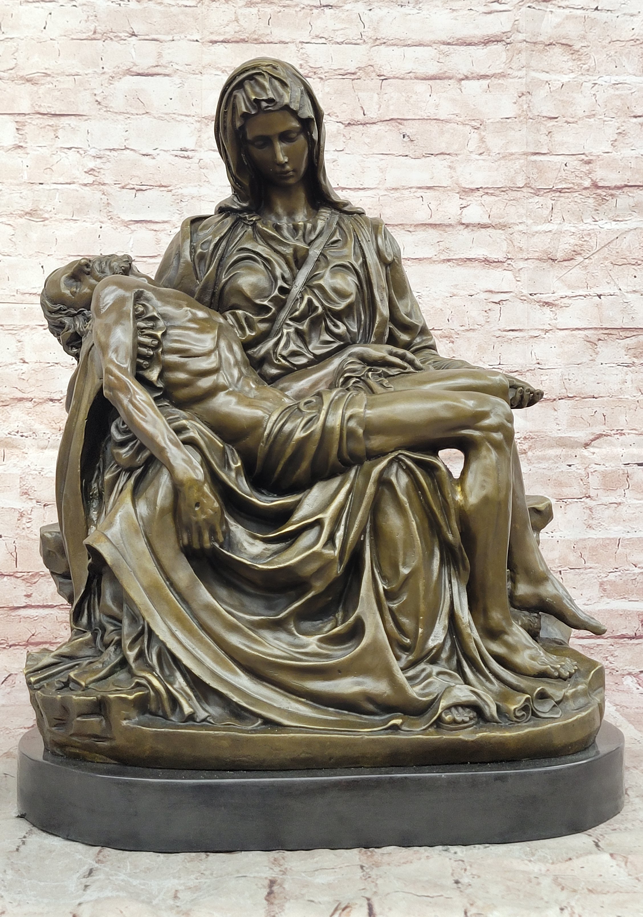 Extra Large Pieta Genuine Bronze Signed Valli Hand Made Classic Figurine