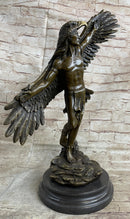 Winged Native American Indian Eagle Shaman Bronze Marble Base