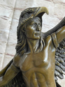 Winged Native American Indian Eagle Shaman Bronze Marble Base