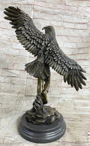 Winged Native American Indian Eagle Shaman Bronze Marble Base