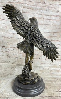 Winged Native American Indian Eagle Shaman Bronze Marble Base