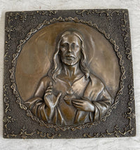 Valli Hand Crafted Wall Mount Jesus Portrait Bronze Sculpture NR