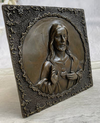 Valli Hand Crafted Wall Mount Jesus Portrait Bronze Sculpture NR