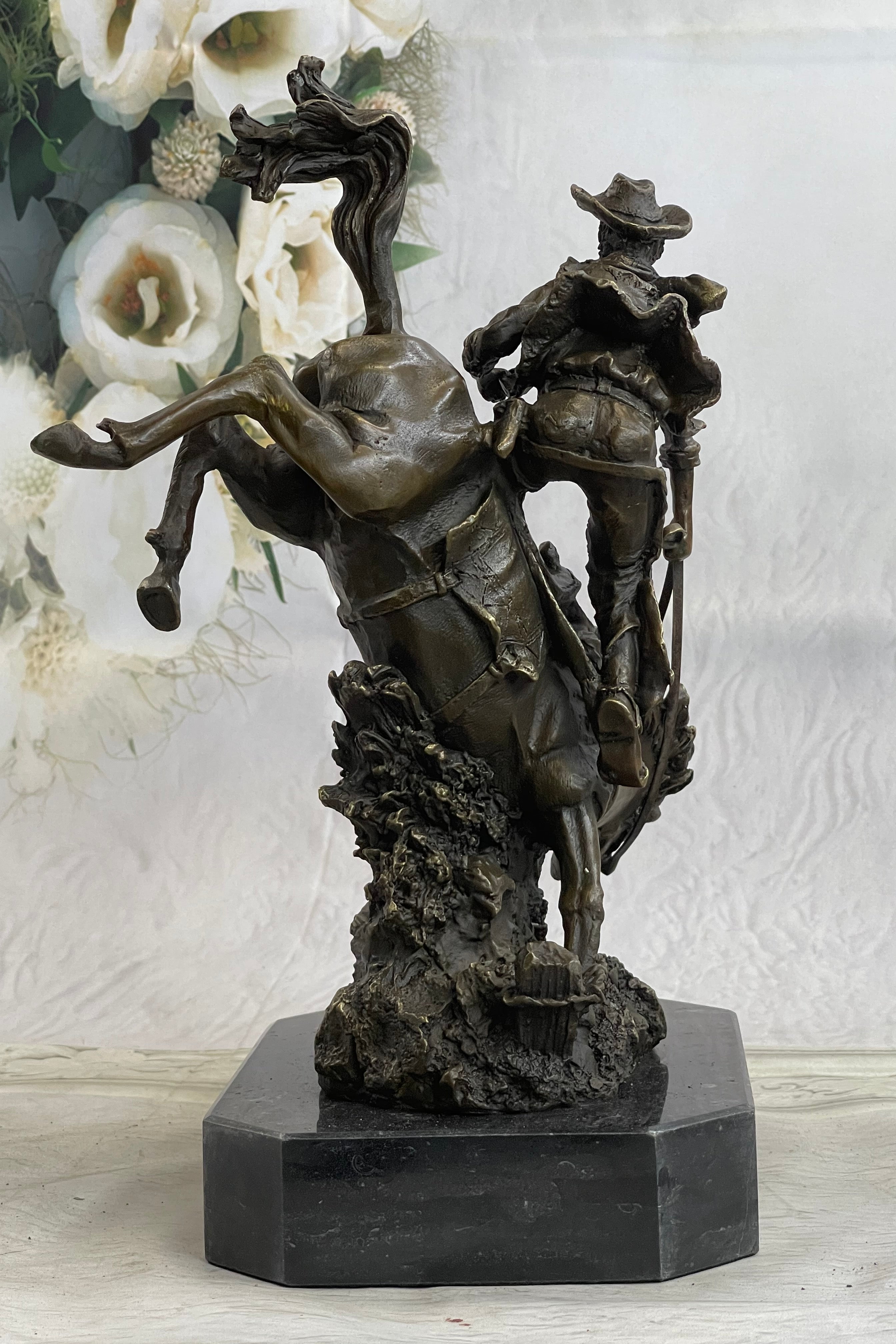 Large Arizona Cowboy Bronze Sculpture by Remington
