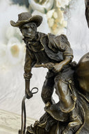 Large Arizona Cowboy Bronze Sculpture by Remington