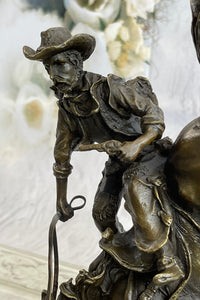 Large Arizona Cowboy Bronze Sculpture by Remington