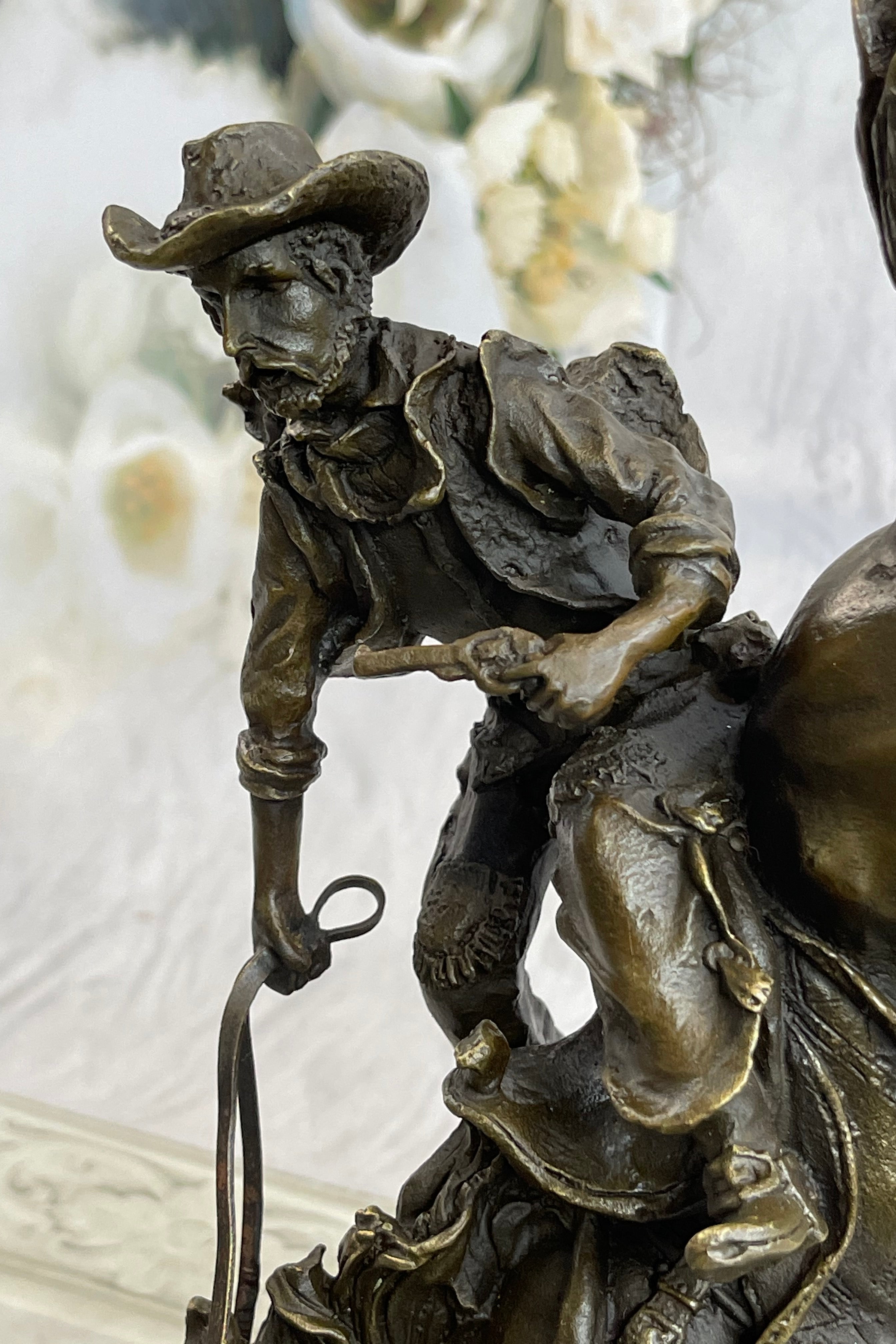 Large Arizona Cowboy Bronze Sculpture by Remington
