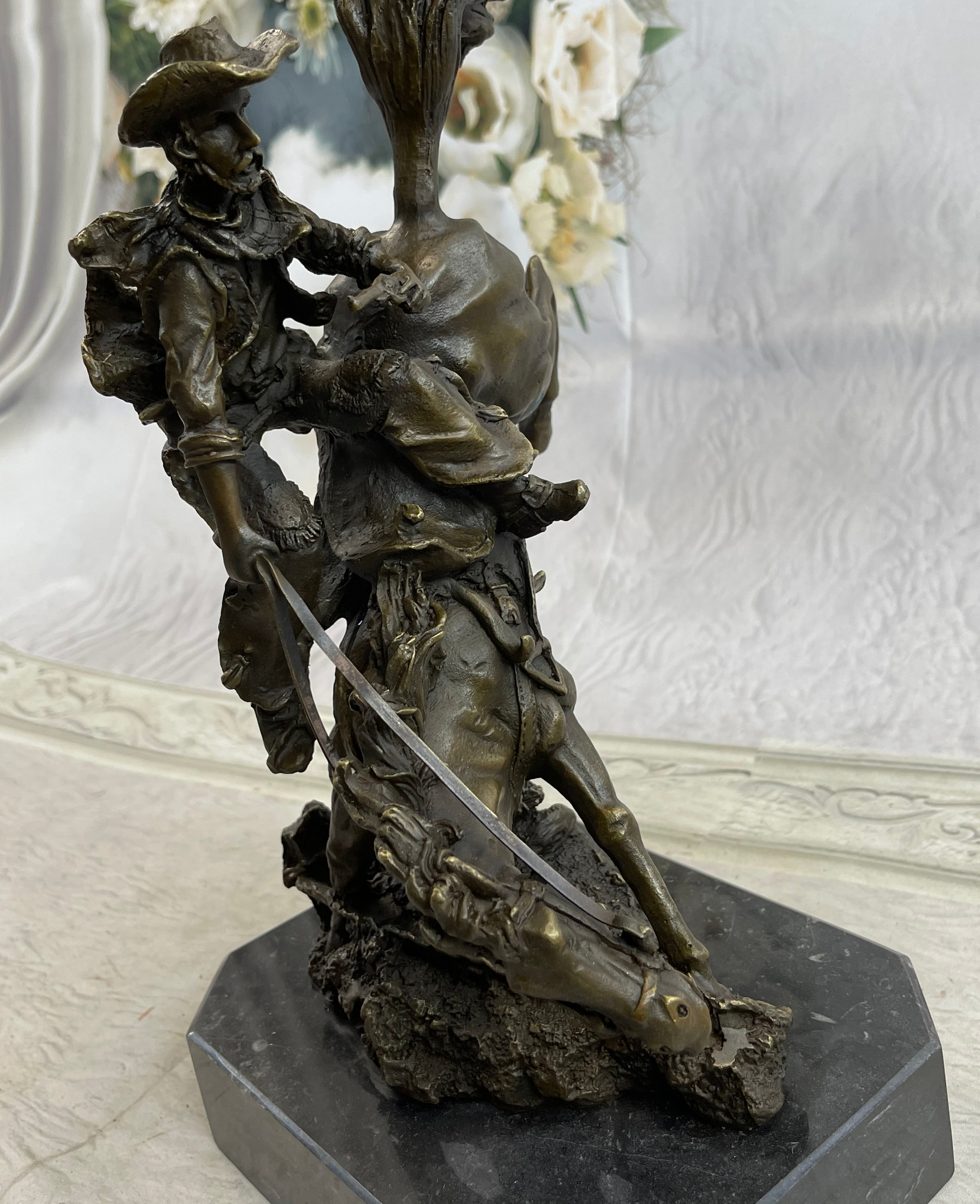Large Arizona Cowboy Bronze Sculpture by Remington