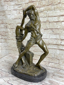 Hercules & Lichas Wrestling Bronze Sculpture on Marble Base