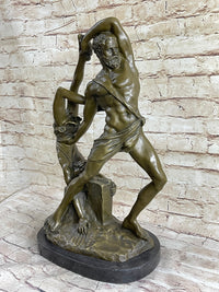 Hercules & Lichas Wrestling Bronze Sculpture on Marble Base