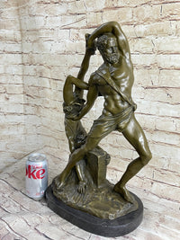 Hercules & Lichas Wrestling Bronze Sculpture on Marble Base