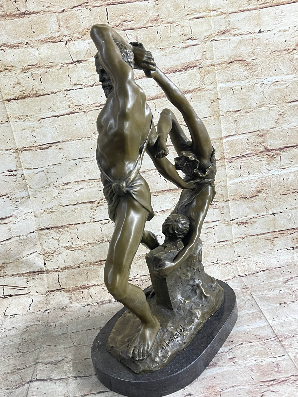 Hercules & Lichas Wrestling Bronze Sculpture on Marble Base