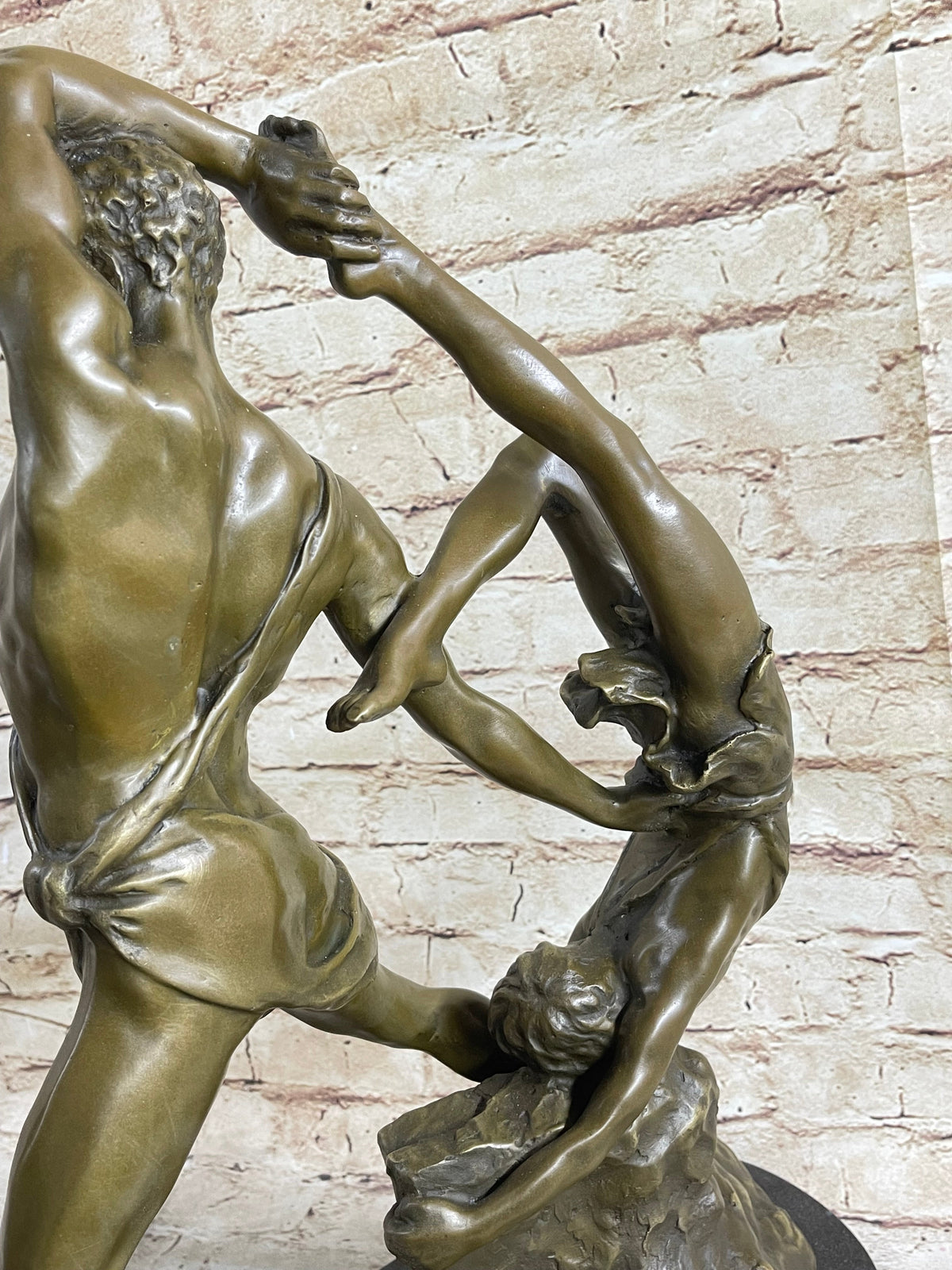 Hercules & Lichas Wrestling Bronze Sculpture on Marble Base