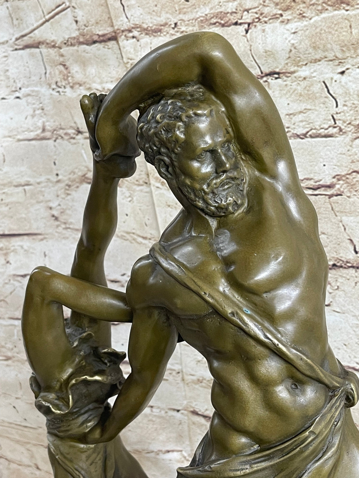 Hercules & Lichas Wrestling Bronze Sculpture on Marble Base