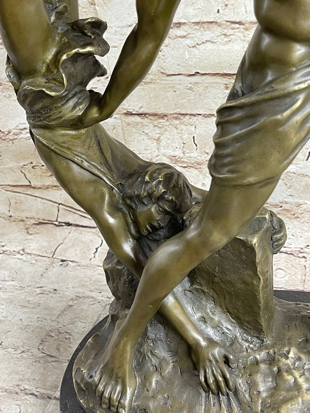 Hercules & Lichas Wrestling Bronze Sculpture on Marble Base