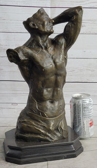 Abstract Surrealist Muscular Male Torso Bronze Sculpture