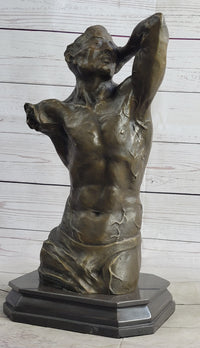 Abstract Surrealist Muscular Male Torso Bronze Sculpture