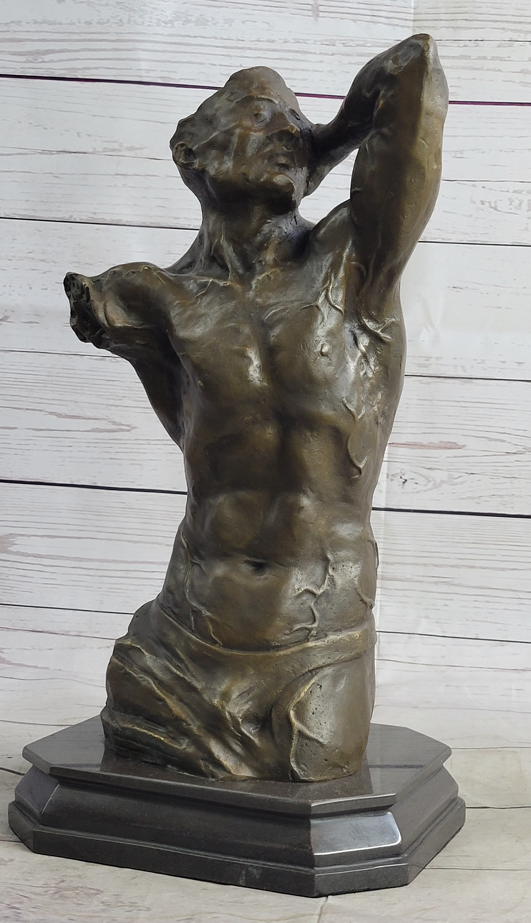 Abstract Surrealist Muscular Male Torso Bronze Sculpture