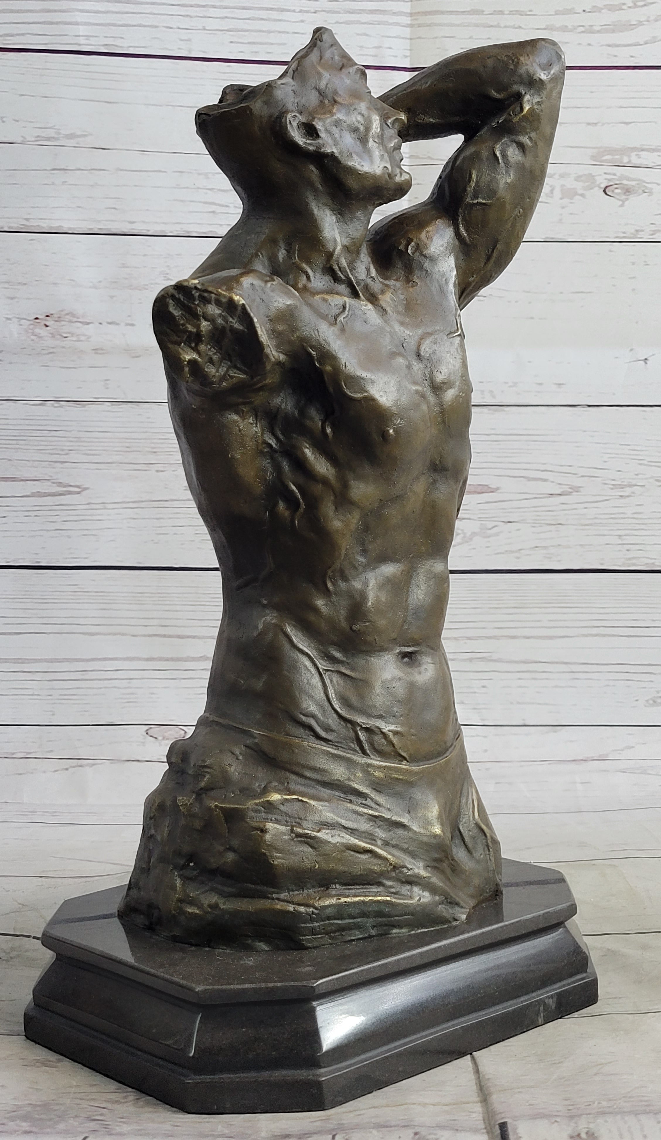 Abstract Surrealist Muscular Male Torso Bronze Sculpture