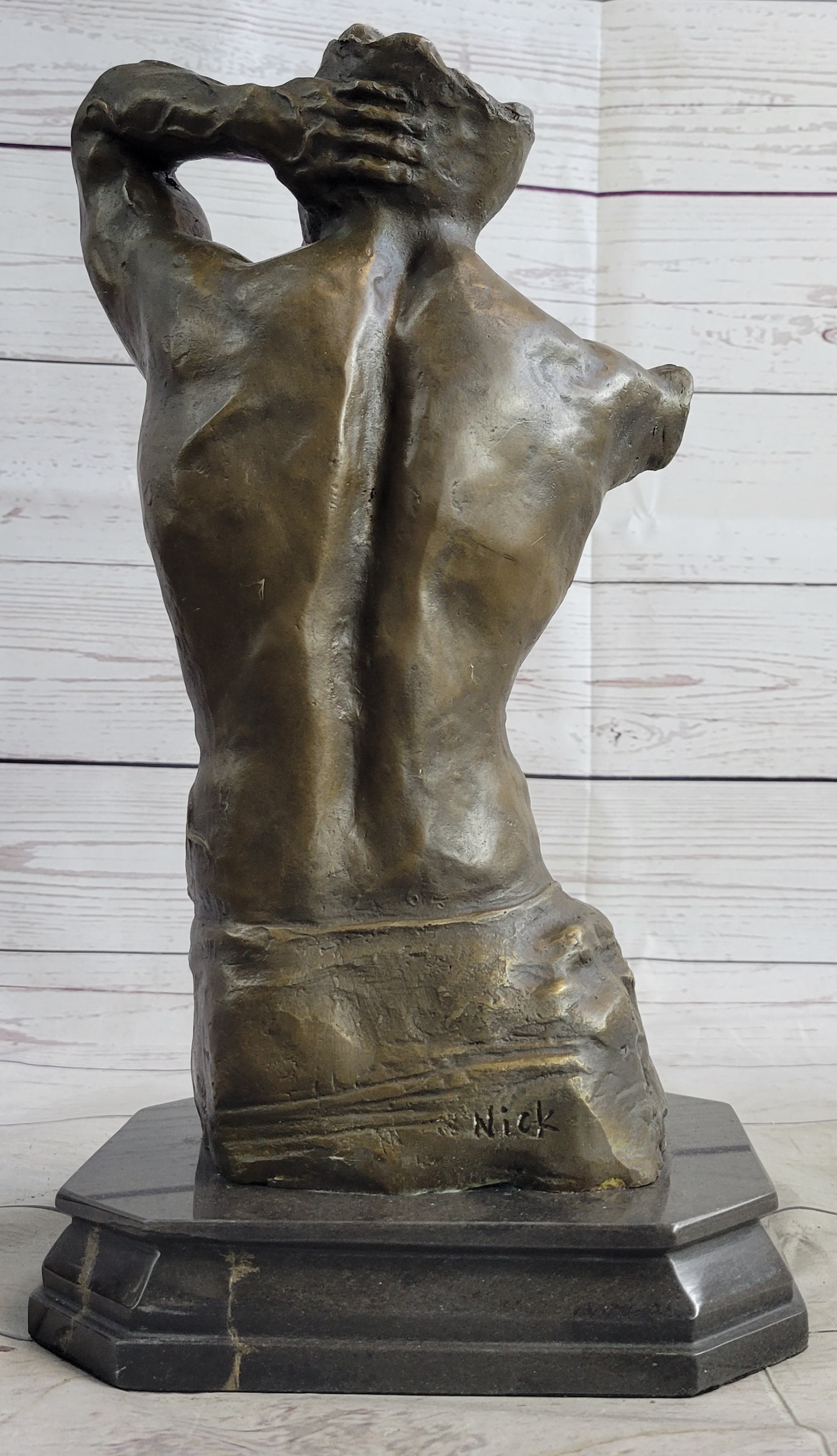 Abstract Surrealist Muscular Male Torso Bronze Sculpture