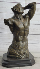 Abstract Surrealist Muscular Male Torso Bronze Sculpture