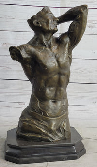 Abstract Surrealist Muscular Male Torso Bronze Sculpture