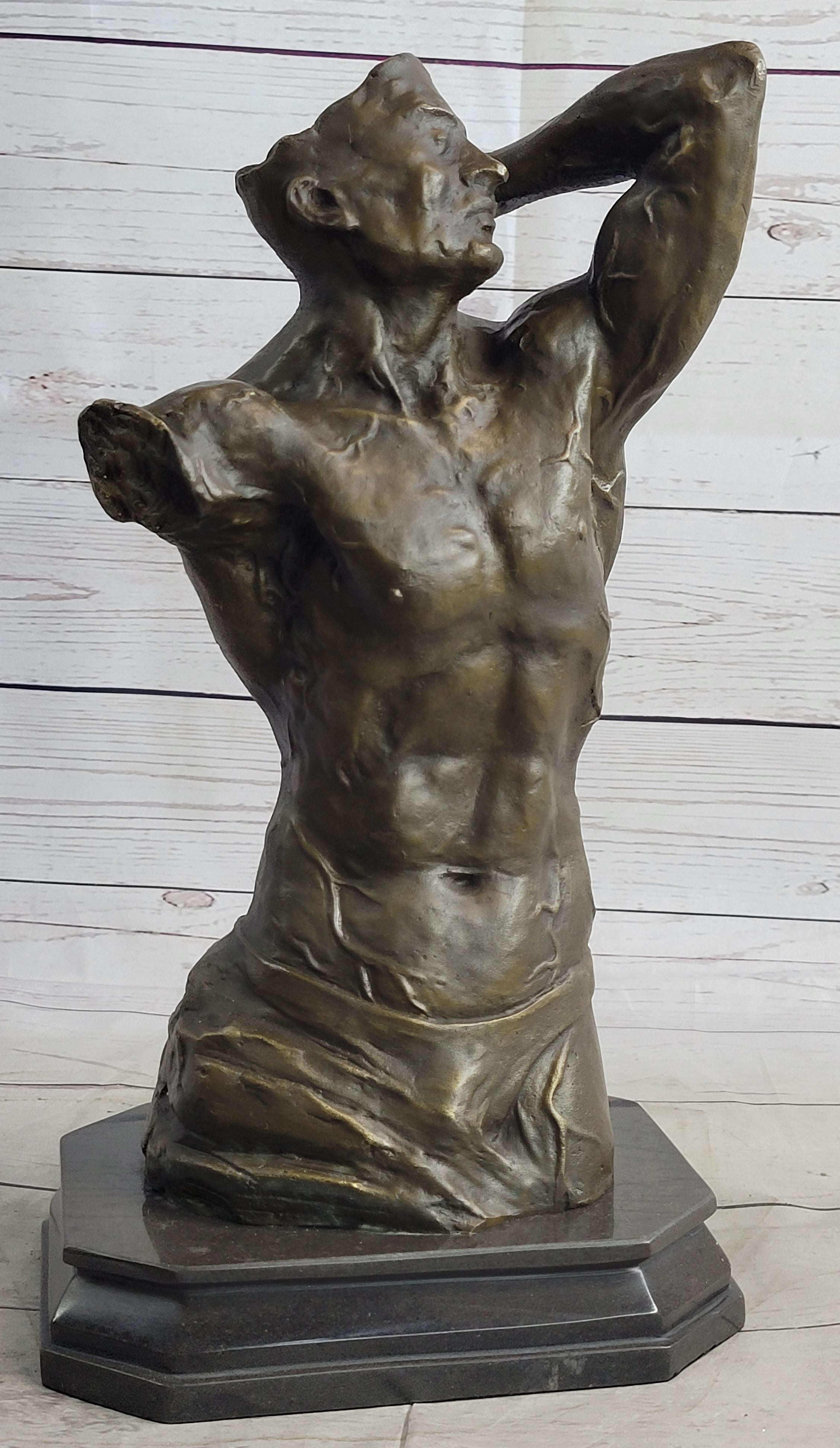 Abstract Surrealist Muscular Male Torso Bronze Sculpture