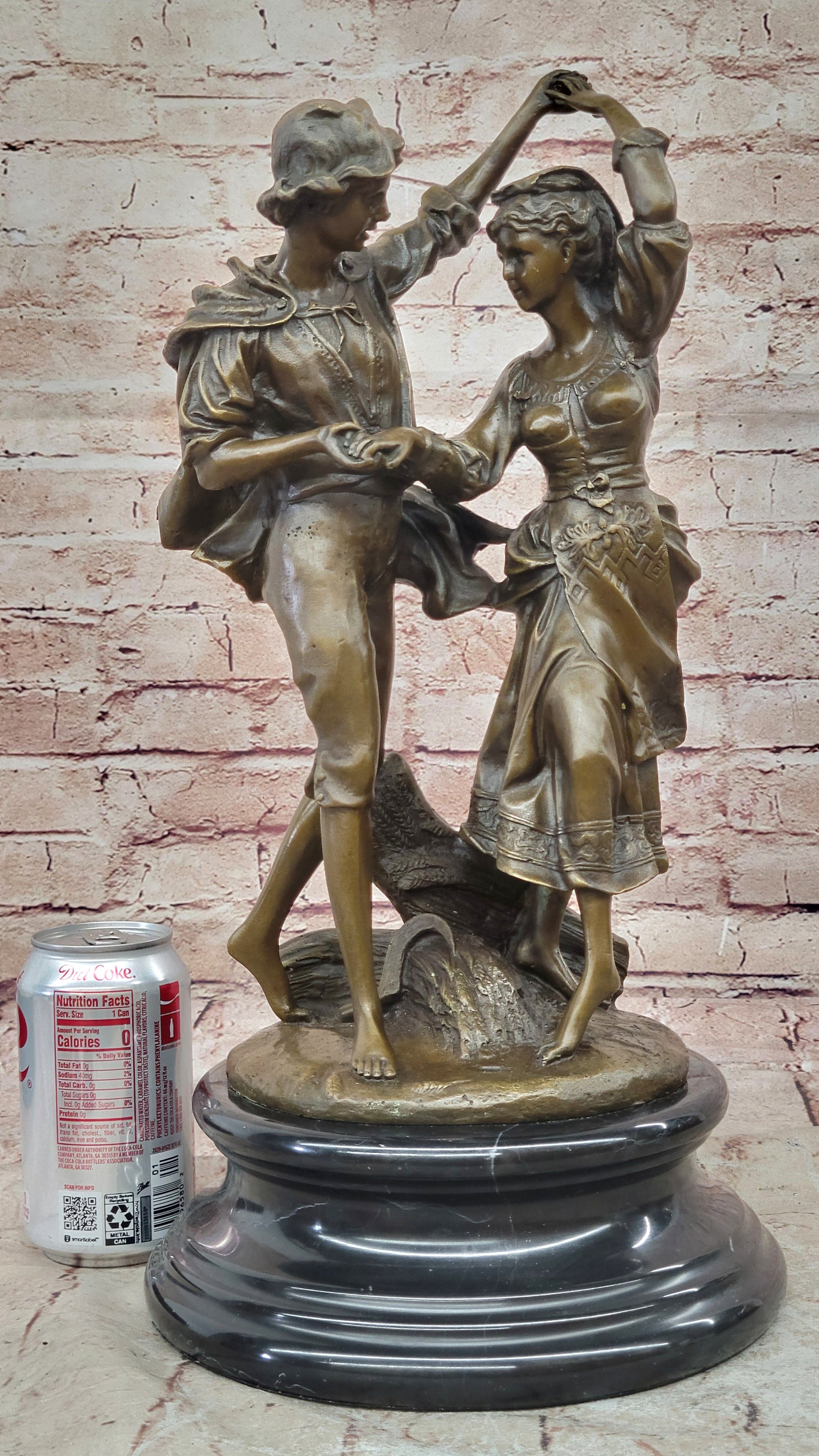 Bronze Romeo and Juliet Sculpture – Dancing Couple on Marble
