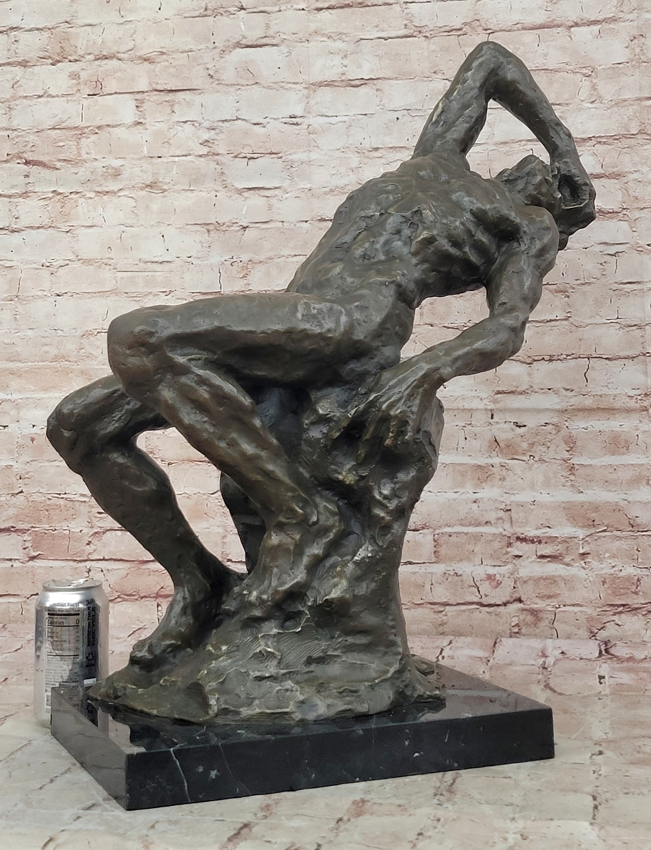 Extra Large Suffering Man by Rodin Genuine Bronze Sculpture Figurine Decor