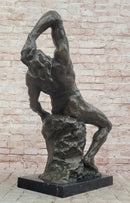 Extra Large Suffering Man by Rodin Genuine Bronze Sculpture Figurine Decor