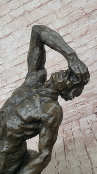 Extra Large Suffering Man by Rodin Genuine Bronze Sculpture Figurine Decor
