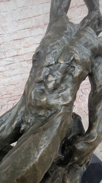 Extra Large Suffering Man by Rodin Genuine Bronze Sculpture Figurine Decor