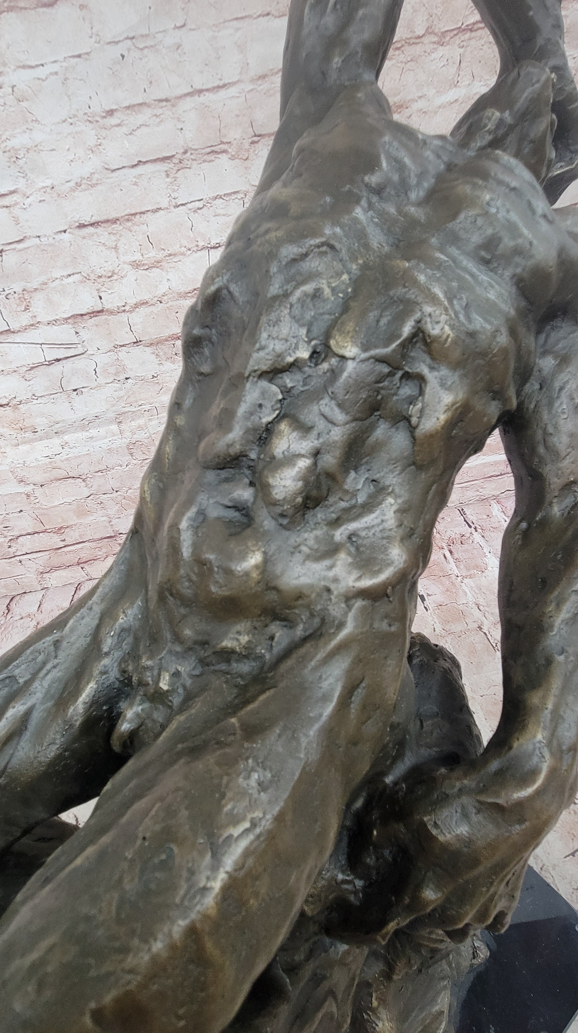 Extra Large Suffering Man by Rodin Genuine Bronze Sculpture Figurine Decor