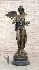 Signed Jean Patoue Winged Angel Warrior Goddess Nike Victory Bronze Sculpture