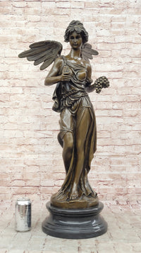 Signed Jean Patoue Winged Angel Warrior Goddess Nike Victory Bronze Sculpture