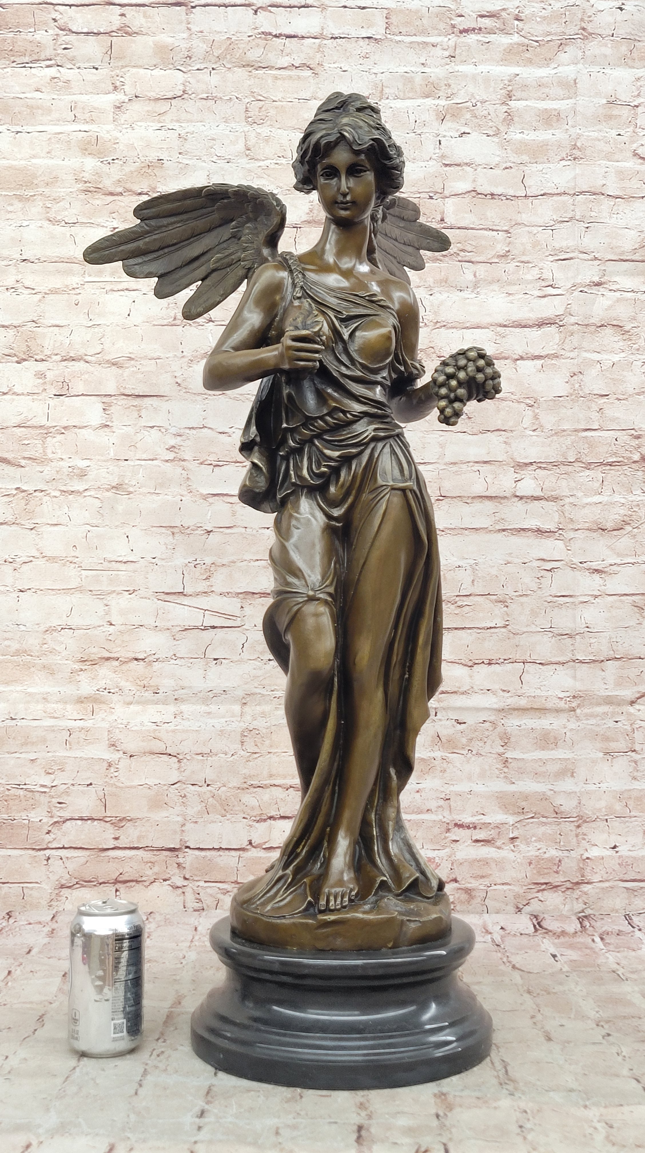 Signed Jean Patoue Winged Angel Warrior Goddess Nike Victory Bronze Sculpture