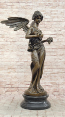 Signed Jean Patoue Winged Angel Warrior Goddess Nike Victory Bronze Sculpture